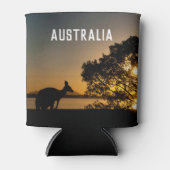 カンガルーのシルエット、美しい夕日オーストラリア 缶クーラー (正面)