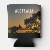 カンガルーのシルエット、美しい夕日オーストラリア 缶クーラー (裏面)