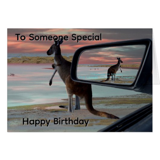 カンガルーのシーサイドブリーズ錯視アート 誕生日カード (正面横)