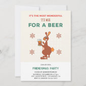 カンガルーのビールパンのFriendsmas招待状 冗談 招待状 (正面)