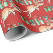 カンガルーのホツプの水彩画の芸術のクリスマスの覆い ラッピングペーパー (ロールコーナー)