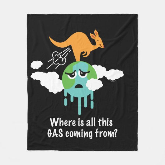 カンガルーのメタンの屁 フリースブランケット (正面)