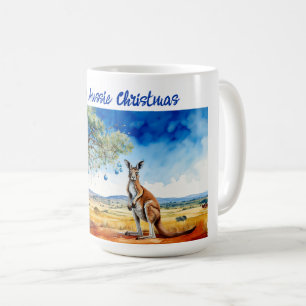 カンガルーの下にクリスマスバウブルとガムツリー コーヒーマグカップ