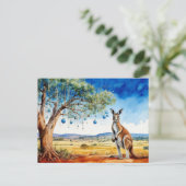 カンガルーの下にクリスマスバウブルとガムツリー シーズンポストカード (スタンド正面)