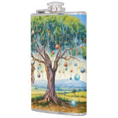 カンガルーの下にクリスマスバウブルとガムツリー フラスク (左)