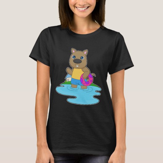 カンガルーの浮き輪 夏 Tシャツ (正面)