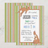 カンガルーの誕生日パーティー招待状 子供用招待状 招待状 (正面/裏面)