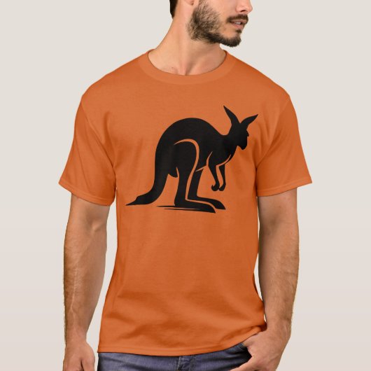 カンガルーの風景 オーストラリアの動物モチーフ ビンテージ Tシャツ (正面)