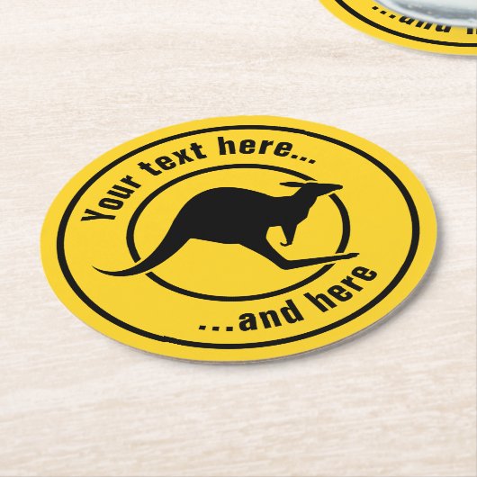 カンガルーアイコン ラウンドペーパーコースター (アングル)