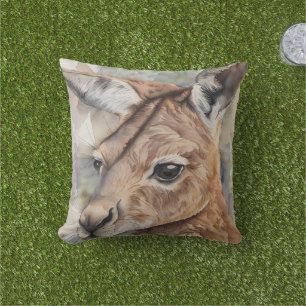 カンガルーウォーターカラーアート アウトドアクッション