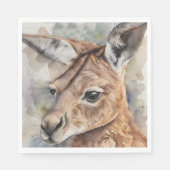 カンガルーウォーターカラーアート スタンダードランチョンナプキン (正面)
