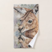 カンガルーウォーターカラーアート バスタオルセット (ハンドタオル)