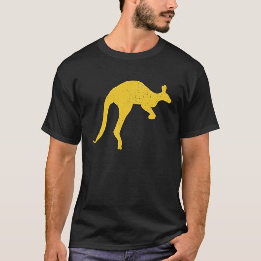 カンガルーオオーストラリアRoo Yellow Kangaroo Tシャツ (正面)
