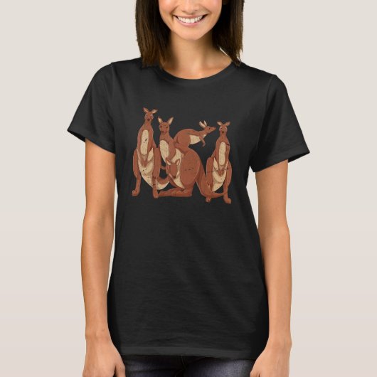 カンガルーオーストラリア動物可愛いカンガルーオ Tシャツ (正面)