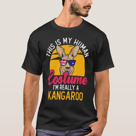 カンガルーオーストラリア国旗の地図カントリー動物メルボウ Tシャツ (正面)