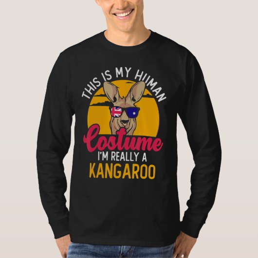 カンガルーオーストラリア国旗の地図カントリー動物メルボウ Tシャツ (正面)