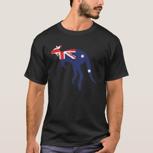 カンガルーオーストラリア国旗Zookeeper Animal Austa Tシャツ (正面)