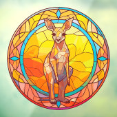 カンガルーカラフルウォーター色フェイクステンドグラス ウィンドウサイン (シート3)