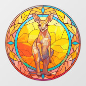 カンガルーカラフルウォーター色フェイクステンドグラス ウィンドウサイン (シート)