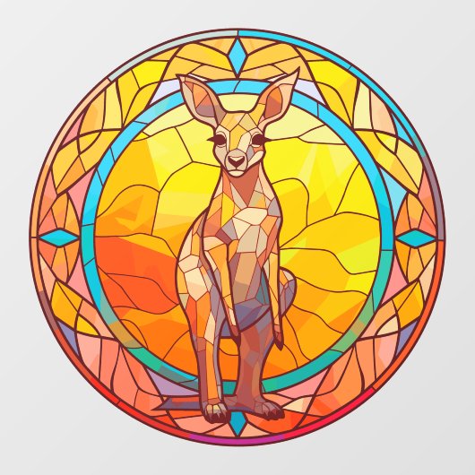 カンガルーカラフルウォーター色フェイクステンドグラス ウィンドウサイン (シート)