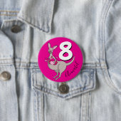 カンガルーガールズ8th誕生日の名前ピンクボタン 缶バッジ (インサイチュ)