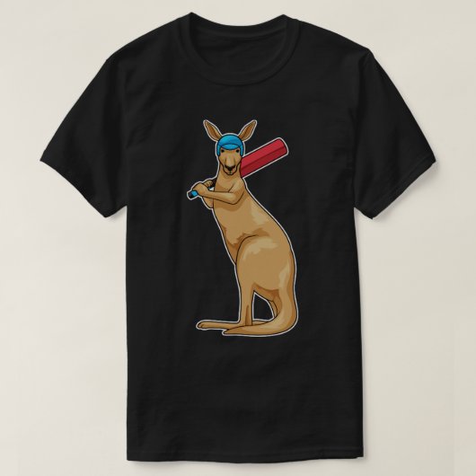 カンガルークリケットクリケットこうもり Tシャツ (デザイン正面)