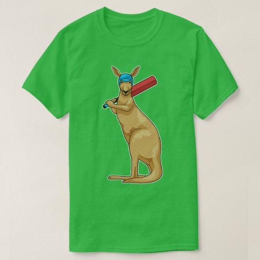 カンガルークリケットクリケットこうもり Tシャツ (デザイン正面)