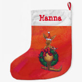 カンガルークリスマスオンレッド ラージクリスマスストッキング (裏面)