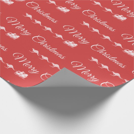 カンガルークリスマスデコーメリール、スレイオーストラリア ラッピングペーパー (角)