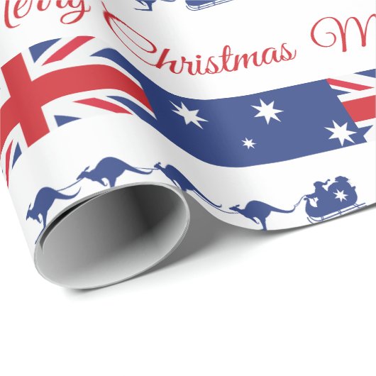 カンガルークリスマスデコーメリール、スレイオーストラリア ラッピングペーパー (ロールコーナー)