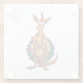 カンガルークリスマス絵を描オングリーンバック ガラスコースター (裏面)