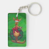 カンガルークリスマス絵を描オングリーンバック キーホルダー (裏面)