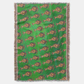 カンガルークリスマス絵を描オングリーンバック スローブランケット (正面縦)