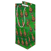 カンガルークリスマス絵を描オングリーンバック ワインギフトバッグ (裏面アングル)