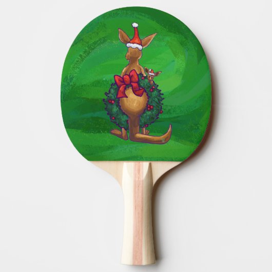 カンガルークリスマス絵を描オングリーンバック 卓球ラケット (裏面)