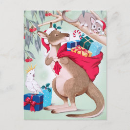 カンガルークリスマス - オーストラリアのクリスマスアート ポストカード