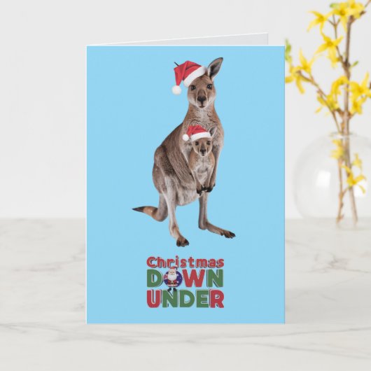 カンガルークリスマス カード (黄色い花)