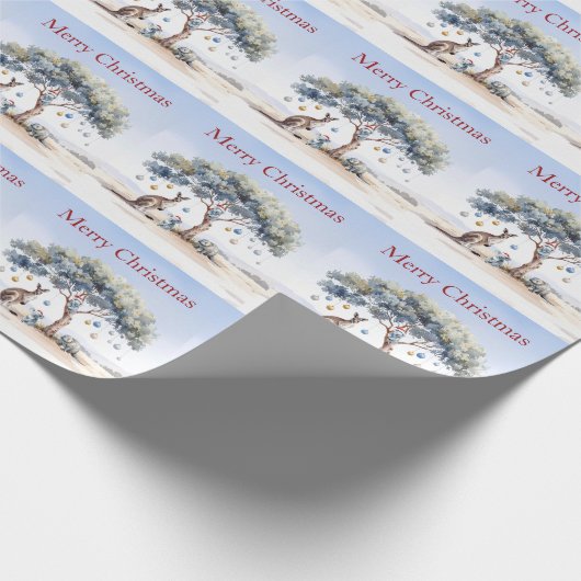 カンガルーコアラスプラティプスクリスマスグムツリーボーブル ラッピングペーパー (角)