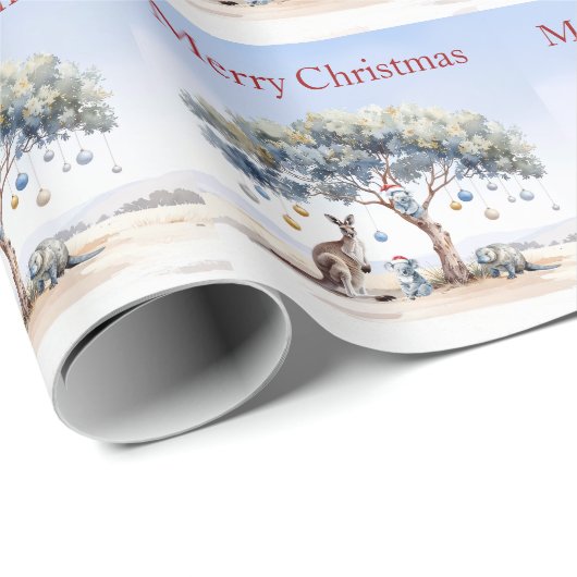カンガルーコアラスプラティプスクリスマスグムツリーボーブル ラッピングペーパー (ロールコーナー)