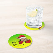 カンガルーサンタオーストラリアクリスマスパーティー ラウンドペーパーコースター (インサイチュ)