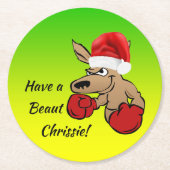 カンガルーサンタオーストラリアクリスマスパーティー ラウンドペーパーコースター (正面)