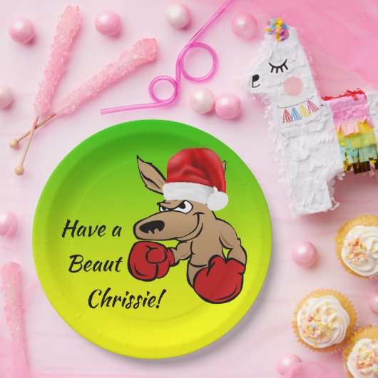 カンガルーサンタ9"オーストラリアのクリスマスパーティー ペーパープレート (パーティー)