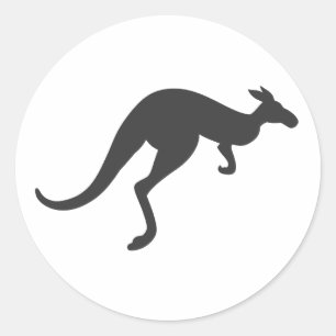 カンガルーシルエット-背景色を選択 ラウンドシール