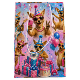 カンガルーデザインの誕生日おめでとうシート ミディアムペーパーバッグ