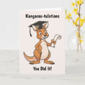 カンガルーパーソナライズされた卒業 カード (黄色い花)