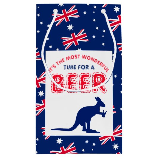 カンガルービール、オーストラリア国旗のクリスマスパーティー スモールペーパーバッグ (裏面)