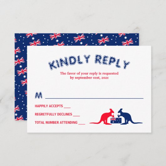 カンガルービール、オーストラリア国旗のクリスマスRSVP 出欠カード (正面/裏面)