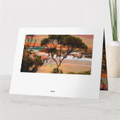 カンガルーファミリーアットザビーチ絵を描油、 サンキューカード (裏面)