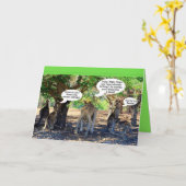 カンガルーファミリーハッピーバースデーユーモア カード (黄色い花)