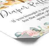 カンガルーフローラ緑ベビーシャワーおむつラッフル ポスター (角)